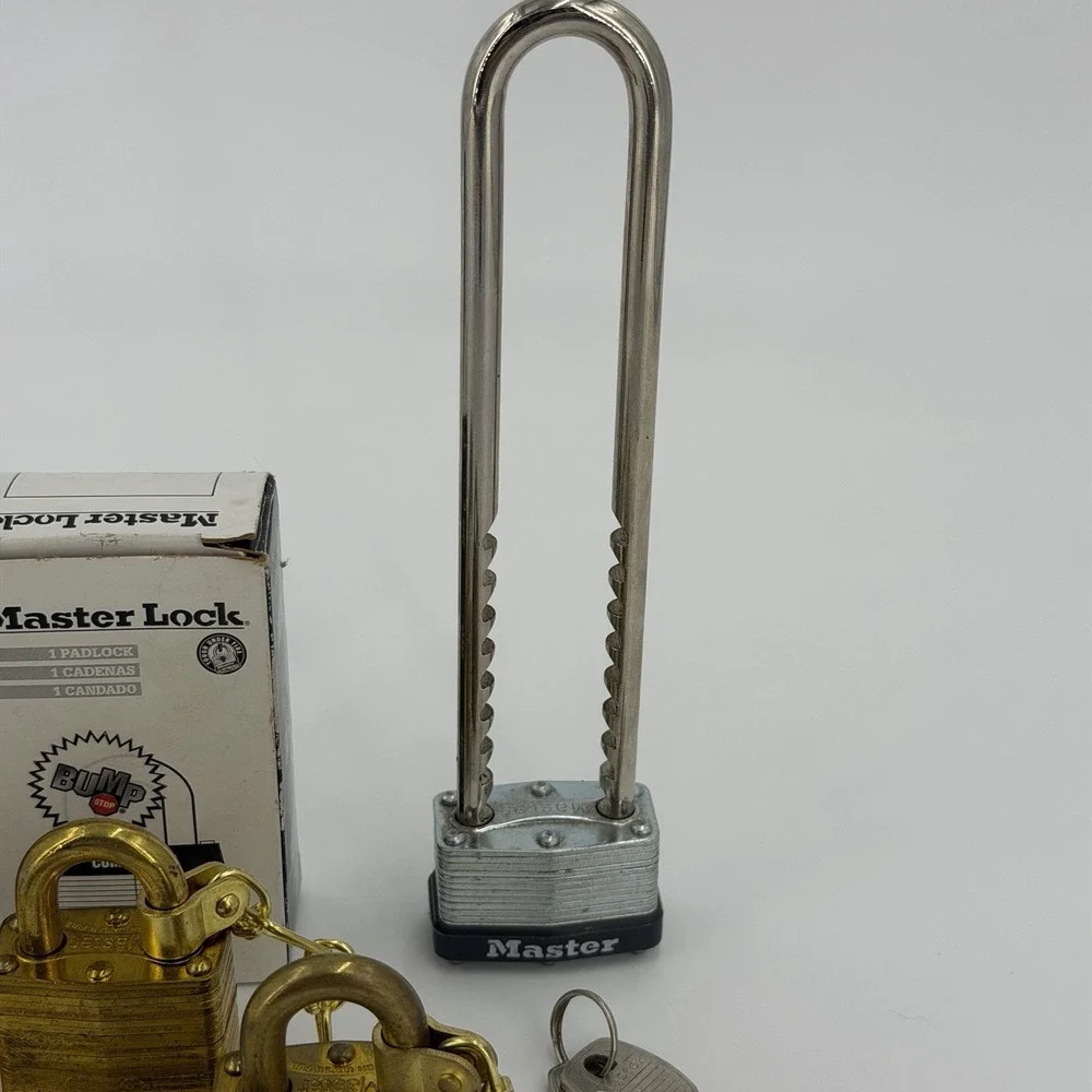 Master Lock Gold Commercial Model Military Safety Padlock w/ 2 Keys Lot Of 5